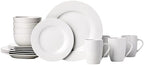 Amazon Basics 16-Piece Porcelain Dinnerware Set, Microwave and Dishwasher Safe, Service for 4, Plates, Bowls and Mugs, White by AmazonBasics