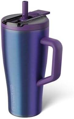 BrüMate Era Flip 30oz Tumbler with 100% Leakproof Covered Straw Lid | Hygienic Covered Straw | Insulated Stainless Steel Water Bottle with Handle | Cup Holder Friendly | BPA-Free (Dark Aura) by Br%C3%BCMate