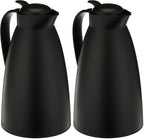 Alfi Glass Vacuum Frosted Plastic Carafe, 1 L, Black (AG2800BK2) (Pack of 2) by Thermos