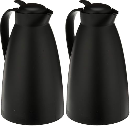 Alfi Glass Vacuum Frosted Plastic Carafe, 1 L, Black (AG2800BK2) (Pack of 2) by Thermos