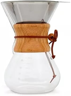 Pour Over Coffee Maker, 19.4 oz Borosilicate Glass Carafe and Reusable Stainless Steel Permanent Filter Manual Coffee Dripper Brewer with Real Wood Sleeve by Miskall