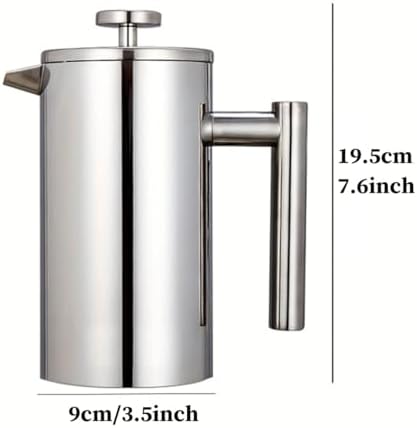 French Press Coffee Maker With 3-Layer Filter System Double Wall Insulated Stainless Steel Multifunction Brewed Coffee Pot With 1 Coffee Spoon And Cleaning Brush(/Silver B,700ml) - Image 6