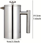 French Press Coffee Maker With 3-Layer Filter System Double Wall Insulated Stainless Steel Multifunction Brewed Coffee Pot With 1 Coffee Spoon And Cleaning Brush(/Silver B,700ml) - Image 6
