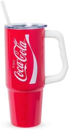 Silver Buffalo Coca Cola Stainless Steel Tumbler with Handle Straw, 30oz by SilverBuffalo