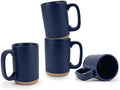 Elanze Designs Tall Ribbed Raw Clay Bottom Navy Blue 16 ounce Ceramic Coffee Mugs Set of 4 by ElanzeDesigns