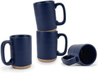 Elanze Designs Tall Ribbed Raw Clay Bottom Navy Blue 16 ounce Ceramic Coffee Mugs Set of 4 by ElanzeDesigns