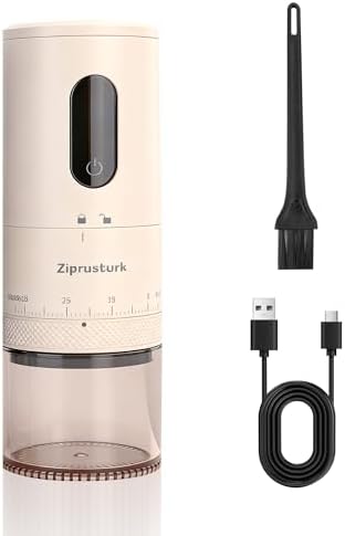 First Grind-While-Charging Rechargeable Coffee Grinder, 1.7X Faster Grinding with Portable Electric Burr Coffee Grinder with 38 Adjustable Grind Settings (CERAMIC BURR - White - Touch screen control) by Unknown