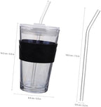 TOYANDONA 2pcs Glass Water Bottles with Straw and Lid, 450ml Cold Brew and Iced Tea Cups with Silicone Sleeve for Beverage and Coffee Drinking, Travel-friendly Reusable Tumblers - Image 2