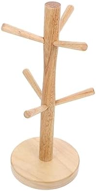 Wooden Cup Holder Stand for Drying Mugs Sturdy Mug Tree Draining Rack Space-saving Tea and Coffee Organizer for Home and Kitchen Use by MOLUCKFU