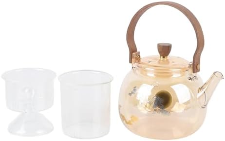 Glass Teapot, High Borosilicate Loose Leaf Tea Brewer 950ML with Removable Infuser and Wood Handle, Wide Opening Heatproof Stovetop Pot for Home Office Tea Room - Image 4