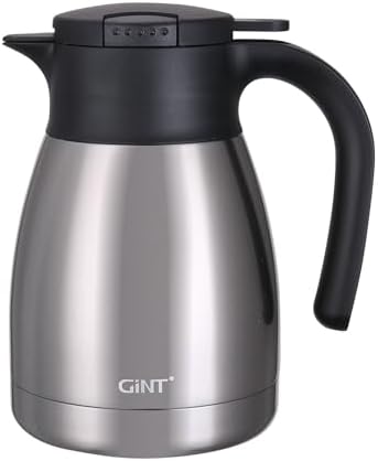 GiNT 34Oz Thermal Coffee Carafe, Insulated Stainless Steel Coffee Carafes for Keeping Hot/Double Walled Vacuum Coffee Carafe (Silver, 1L) by WelcometoGiNT