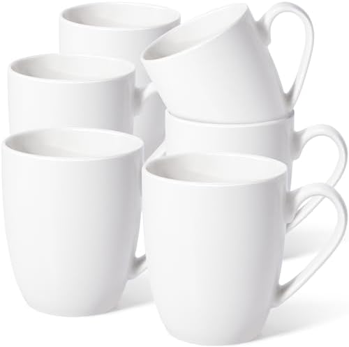 Large Ceramic Coffee Mugs Set of 6 16oz(475ml) Tea Cups Idea Gifts White by Urbanstrive