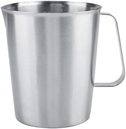Frothing Cup, 2000ML 64OZ Measuring Cup, 304 Stainless Steel Graduated with Handle, Including ML Scale, Ounce Scale, for Lab Kitchen Liquids by VBESTLIFE