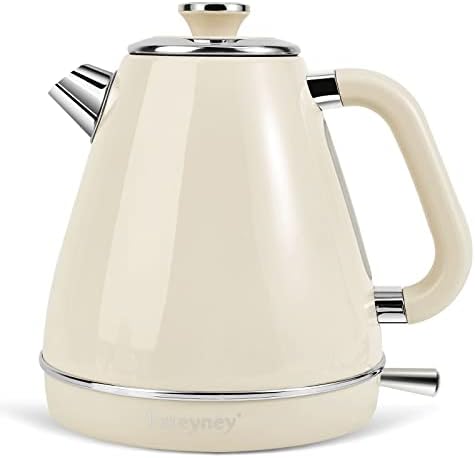 Electric Kettle, 1.7 Litre Retro Style, Kitchen Countertop Coffee Tea Hot Water Kettle, Double Wall 304 Stainless Steel BPA Free Boiler, Auto Shut-Off and Boil-Dry by Pateyney