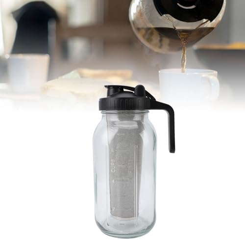 Cold Brew Coffee Maker Jar with Stainless Steel Filter, Handle, Lid and Spout, Thick Glass Iced Coffee Maker Pitcher (2000ml) - Image 5