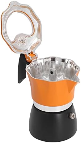 CHICIRIS Coffee Pot, 1 Cup 150ml/5 Ounce, Stovetop Espresso Maker, Italian Coffee Maker, Glass Top Pot Coffee Maker, for Italian and Cuban Café Brewing (Orange and Black) - Image 2