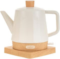 Ceramic Electric Kettle, Automatic Shut Off Tea Kettle & Hot Water Boiler Pot For Coffee & Tea, Prevent Boil Dry, 1.2L 1000W, Cream White by LongSeed