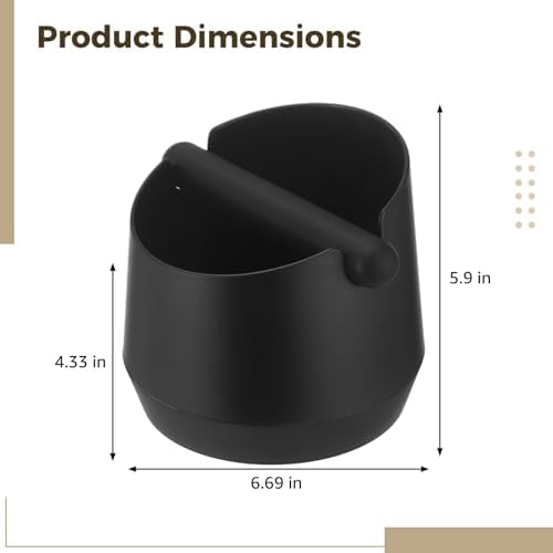 Coffee Knock Box with Detachable Rubber Bar, 6.7 x 5.9 x 4.3 in Large Capacity Grounds Container, Black Round Mini Espresso Waste Bin for Semi-Automatic Machines, Home Cafe and Office Use - Image 4