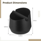 Coffee Knock Box with Detachable Rubber Bar, 6.7 x 5.9 x 4.3 in Large Capacity Grounds Container, Black Round Mini Espresso Waste Bin for Semi-Automatic Machines, Home Cafe and Office Use - Image 4