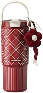 26 oz Insulated Stainless Steel Tumbler with Straw & Handle Plaid by Sidagar