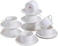 6.6oz White Porcelain Tea Cup and Saucer Set with gold, Set of 8 by PRECITIME