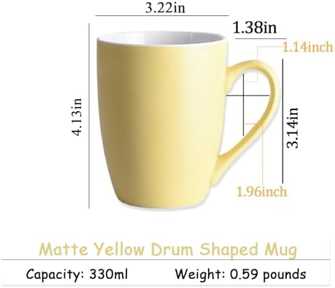 Coffee Mugs Set of 6, 12oz Yellow Ceramic Coffee Mugs Cups with Handle - Image 3