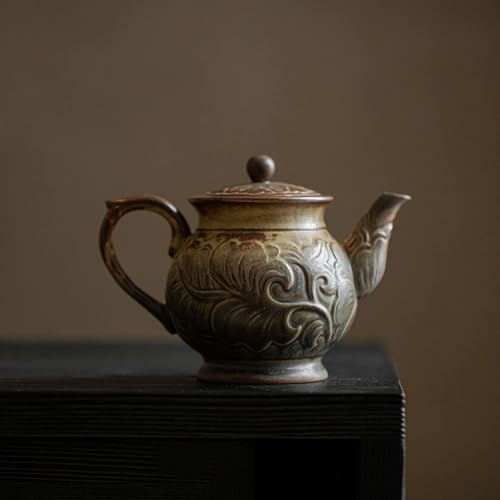 Tea Pots For Loose Tea Ceramic Kung Fu Tea Set Teapot Living Room Household Large Teapot Engraved Retro Hand-held Pot Tea Infuser Pot - Image 6