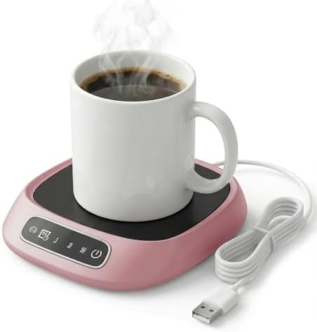 Coffee Mug Warmer for Desk & Travel - Portable Electric Cup Heater with 3 Temp Settings - Smart Beverage Warmer Coaster for Office, Home, and Outdoor Camping,Pink by Unknown