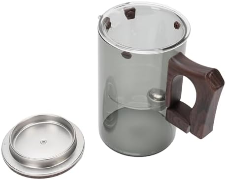 Jeffergarden Glass Teapot with Strainer, Heatproof Glass Loose Leaf Tea Maker, Removable Inner Liner, Fine Filtration, Wood Handle, Tea Water Separation for Home Office Brewing (Grey 750ml) - Image 4