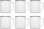 DISCOUNT PROMOS Kenai Powder Coated Travel Mugs 13.5 oz. Set of 6, Bulk Pack - Double Wall, Perfect for Coffee, Hot Cocoa, Other Hot & Cold Beverages - White by DISCOUNTPROMOS