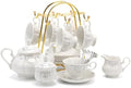 CHENP.HMC Tea Set 22-Piece Porcelain Ceramic Coffee Tea Gift Sets Cups Saucer Service for 6 Teapot Sugar Bowl Creamer Pitcher and Teaspoons (XT) by CHENPH