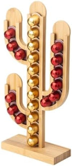 Cactus-shaped Bamboo Coffee Capsule Holder Rack for Office Bar Decor by CONGARTENO