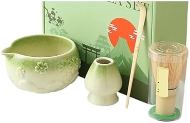 8pcs Cherry Blossom White Matcha Bowl With Whisk Set, Tea Includes With Spout(E) by Unknown