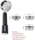 58mm Bottomless Portafilter，Compatible For Gaggia，Baby Classic With 1/2/4 Cup Basket Espresso Machine Barista Accessory(ABS black) - Image 2