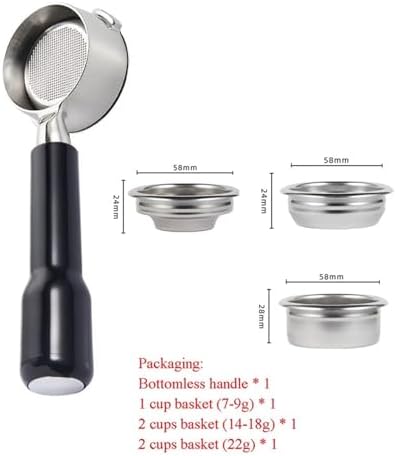 58mm Bottomless Portafilter，Compatible For Gaggia，Baby Classic With 1/2/4 Cup Basket Espresso Machine Barista Accessory(ABS black) - Image 2