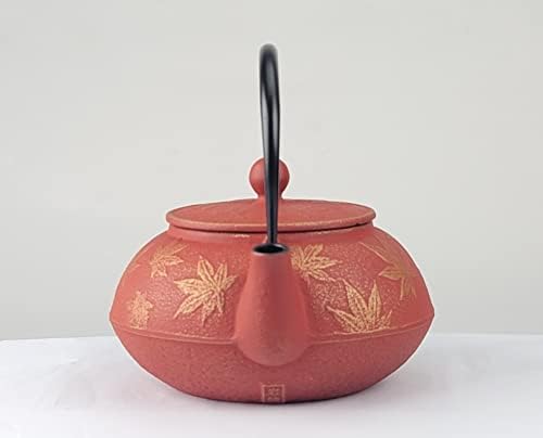 Iwachu 45649 Teapot Type 5 Maple Gold/Red Brown 0.65L Inner Enamel Nambu Ironware - Image 4