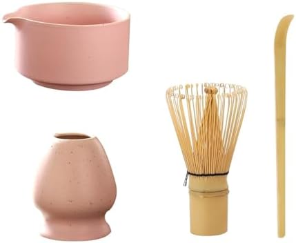 4PCS Matcha Tea Set Whisk Teaspoon Sets Indoor Beverage Shop Tea-making Tools Accessories(Pink) by Unknown