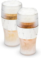 Host Freeze, Frozen Mugs, Freezable Pint Set, Beer Keep Your Drinks Cold, Double Walled Insulated Glasses, Tumbler for Iced Coffee, 16oz, Set of 2, Marble by HOST