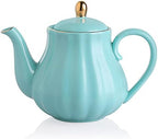 Sweejar Royal Teapot, Ceramic Tea Pot with Removable Stainless Steel Infuser, Blooming & Loose Leaf Teapot - 28 Ounce(Turquoise) by Sweejarco1949