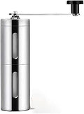 Manual Glass Coffee Bean Grinder,Premium Stainless Steel Hand Held Mill,Ceramic Burr Grinder,Adjustable Coarseness Compact Crank for Home,Office and Travelling (Color : Silver) by Unknown