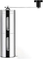 Manual Glass Coffee Bean Grinder,Premium Stainless Steel Hand Held Mill,Ceramic Burr Grinder,Adjustable Coarseness Compact Crank for Home,Office and Travelling (Color : Silver) by Unknown