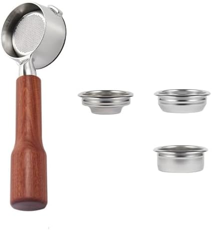 58mm Bottomless Portafilter，Compatible For Gaggia，Baby Classic With 1/2/4 Cup Basket Espresso Machine Barista Accessory(C1 rosewood) by Unknown