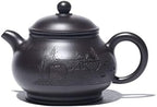 KYUSAR Japanese Cast Iron Teapot Chinese Teapot 7.4oz/0.22L Teapot Black Clay Tea Pot Handmade Three-Dimensional Carving Teapot Tetsubin Tea Pot by Unknown