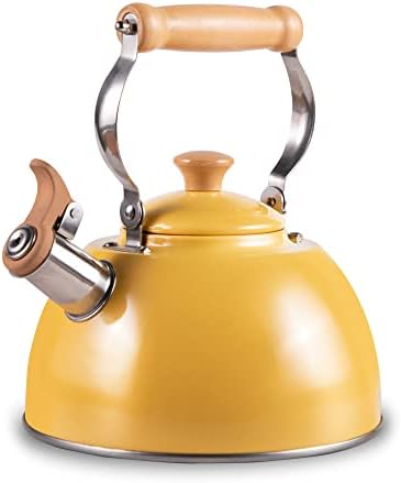 ROCKURWOK Whistling Tea Kettle, Tea Pot All Stovetop Safe, 2.7 Quart Yellow by ROCKURWOK