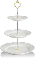 Sweejar 3 Tier Ceramic Cake Stand Wedding, Dessert Cupcake Stand for Tea Party Serving Platter(White) by Sweejarco1949