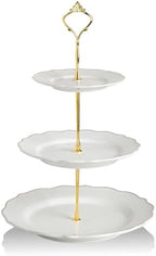 Sweejar 3 Tier Ceramic Cake Stand Wedding, Dessert Cupcake Stand for Tea Party Serving Platter(White) by Sweejarco1949