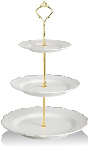 Sweejar 3 Tier Ceramic Cake Stand Wedding, Dessert Cupcake Stand for Tea Party Serving Platter(White) by Sweejarco1949