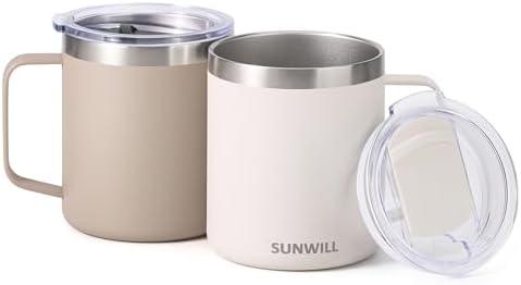 SUNWILL Travel Coffee Mug Set of 2, 14 oz Insulated Stainless Steel - Image 2