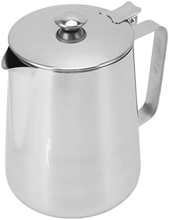 Tyenaza Coffee Milk Cup, 160x105x86mm Milk Frothing Pitcher Steaming Pitcher Stainless Steel Coffee Milk Cup Milk Frother Cup with Lid for Latte Coffee by Tyenaza