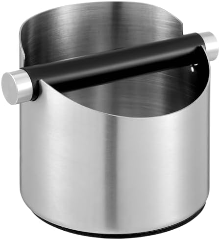 SHINEOFI Stainless Steel Coffee Grounds Disposal Bin - 55 Inch Espresso Knock Box with Style Knock Bar - Non Slip Base and Removable Component for Kitchen Counter Coffee Bar by Unknown